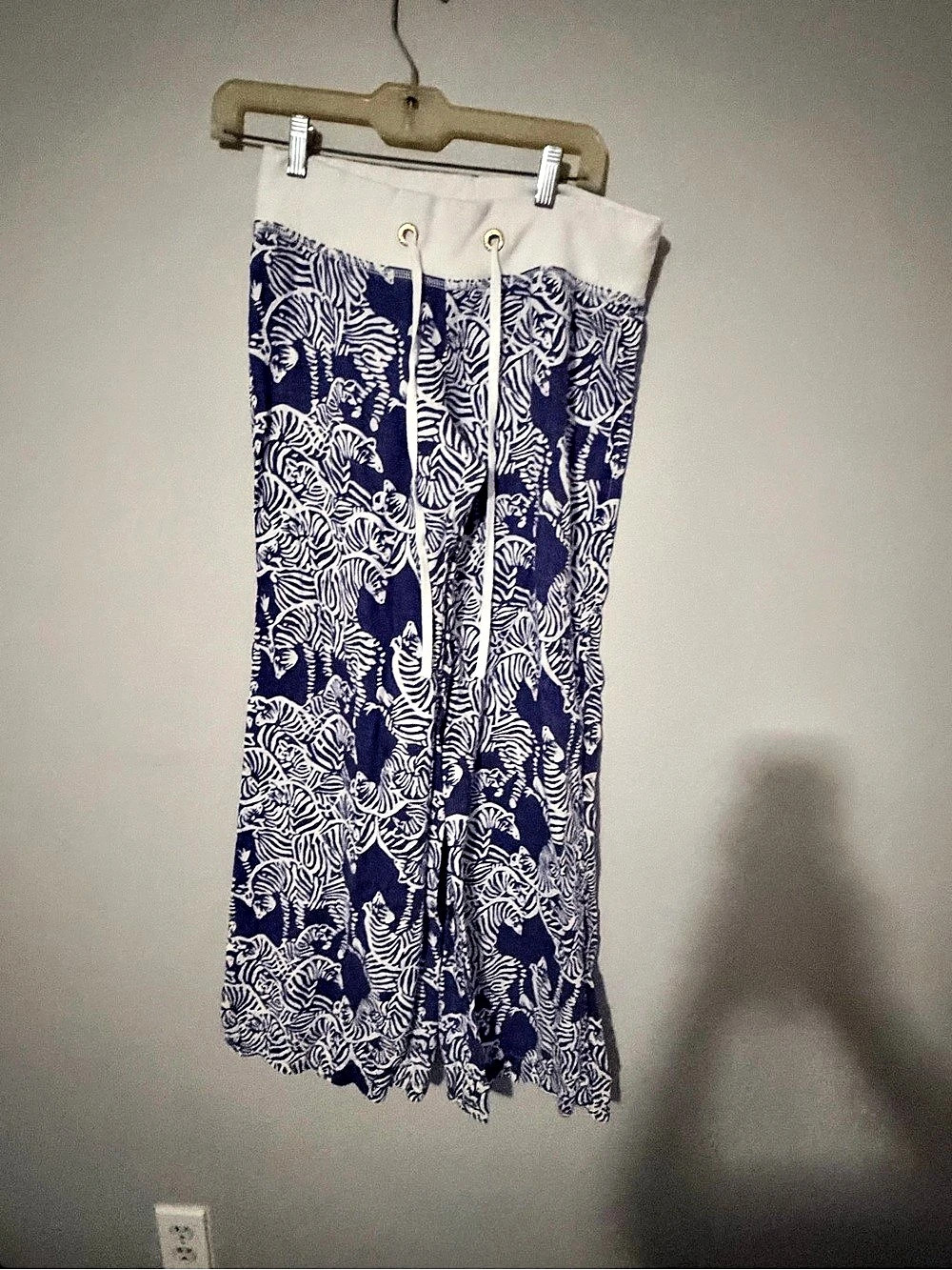 Lilly Pulitzer Floral Wide Leg Pants in Blue & White Size Small